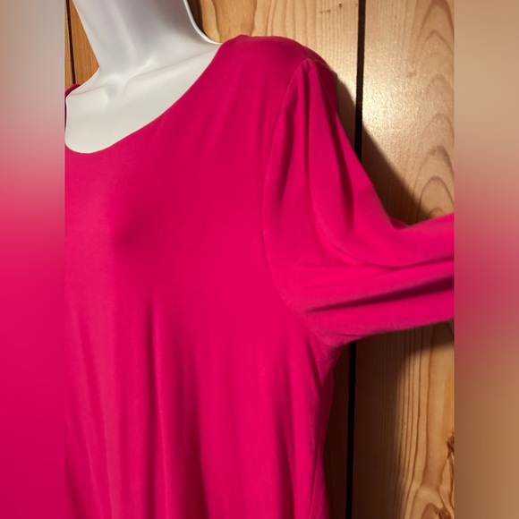 Vince Camuto Tunic 3/4 Sleeves Round Neck Crisscross Front Tunic Pink Rayon - Picture 4 of 10